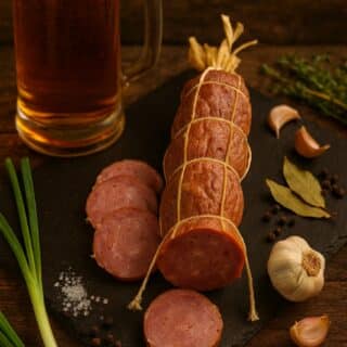 Salam de casă din porc – rețetă tradițională, crud-uscat, afumat natural